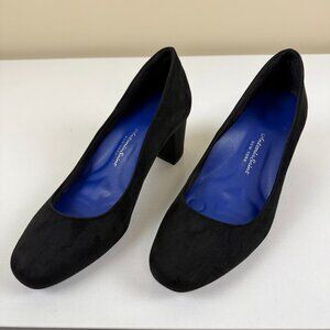 Like New Antonia Saint New York All Day Night Black Suede Block Heel Pump